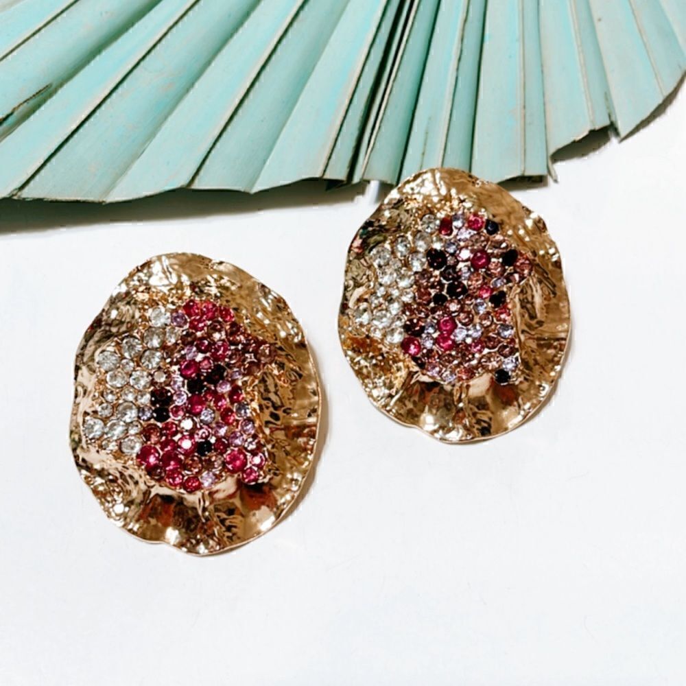 Rhinestone dangle stud earrings S35